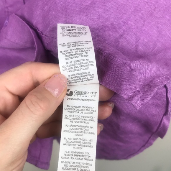 BODEN Purple 100% Linen Pocket Button Down Shirt - Picture 7 of 7